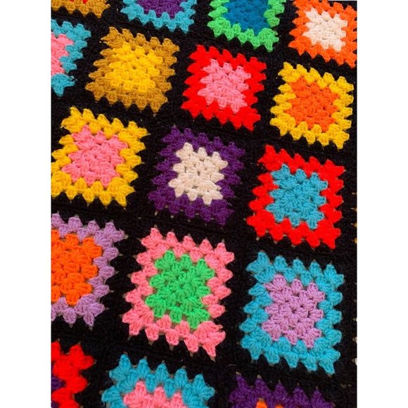 Vintage Handmade Granny Square Afghan Throw 54" Square - Picture 9 of 10